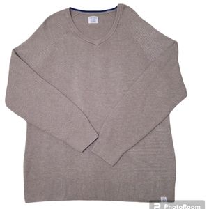 Lucky Brand Taupe Mushroom V Neck Lagenlook Artsy Sweater Size XL